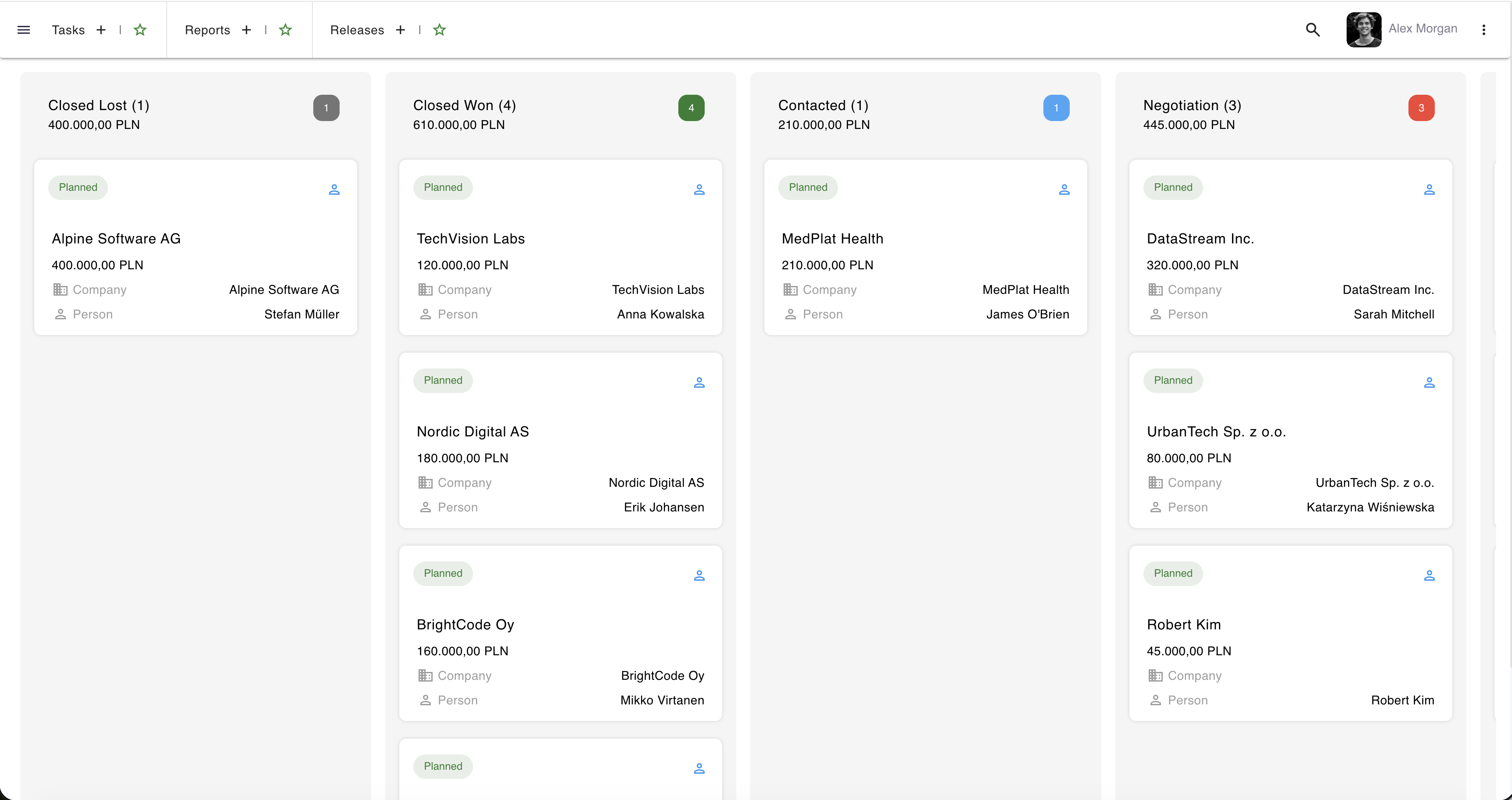 say.work — CRM kanban pipeline