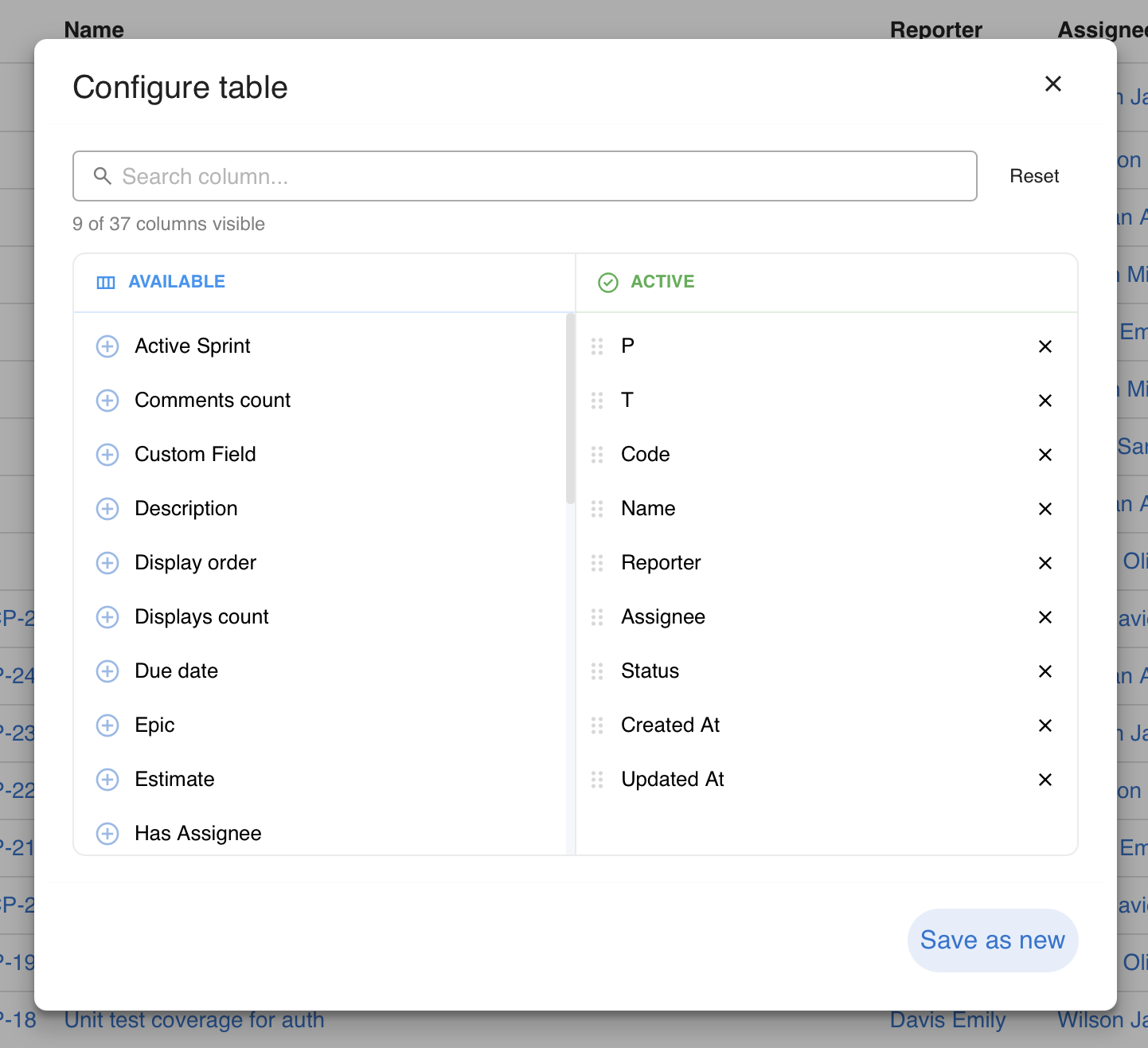 say.work — table configuration